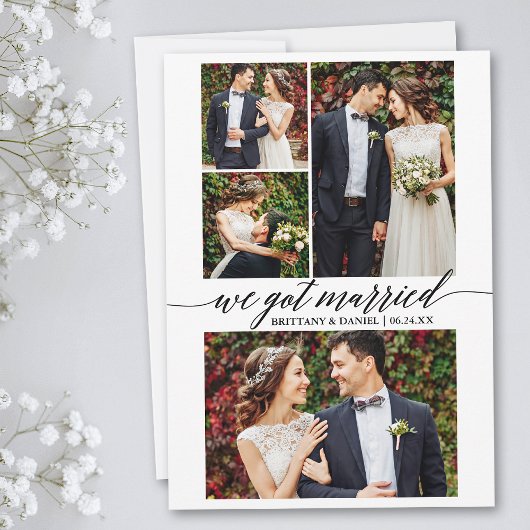 Kalligrafie Script 4 Foto Wir Got Verheiratet Ankündigung