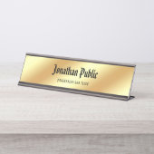 Kalligrafie Script American Text Elegant Gold Schreibtischnamensplakette (Vorderseite )