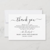 Kalligrafie Script Beerdigung danke Ihnen Card Vor Einladung (Vorderseite)