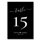 Kalligrafie Script Black Wedding Double Side Tischnummer (Rückseite)