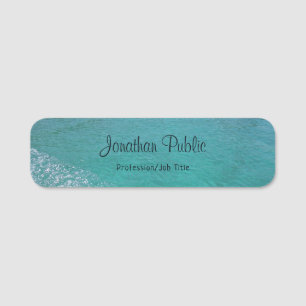 Kalligrafie Script Blue Green Sea Template Aqua Namensschild
