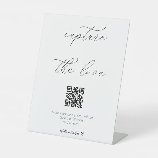 Kalligrafie Script Capture Die Liebe QR-Code Sockelschild (Vorderseite)