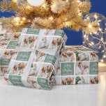 Kalligrafie Script Christmas 3 Foto Sage Green Geschenkpapier<br><div class="desc">Modern Fun Calligraphy Script Frohe Weihnachten 3 Fotos Sage Green Wrapping Paper</div>