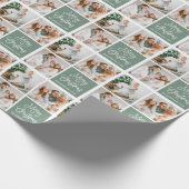 Kalligrafie Script Christmas 3 Foto Sage Green Geschenkpapier (Ecke)