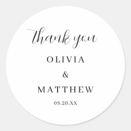 Kalligrafie Script Danke Hochzeit Runder Aufkleber