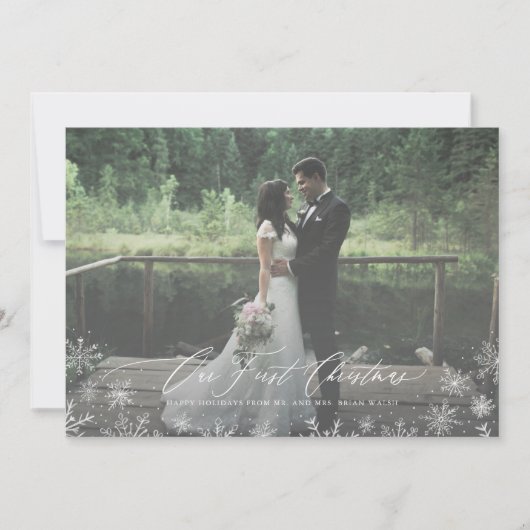 Kalligrafie Script First Christmas neu Feiertagskarte (Vorderseite)