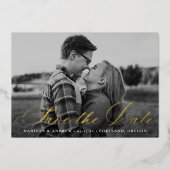 Kalligrafie Script Foil Save the Date Card Folieneinladung (Vorderseite)