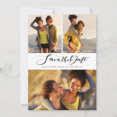 Kalligrafie-Script-Foto-Collage Save The Date (Vorderseite)