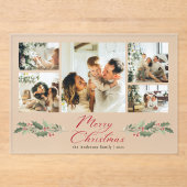 Kalligrafie-Script-Foto-Collage-Weihnachtskarte Acryleinladungen (Vorderseite)