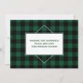 Kalligrafie Script Foto Grün Karierte Weihnachten Karte (Rückseite)