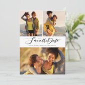 Kalligrafie-Script-FotoCollage Save The Date (Stehend Vorderseite)