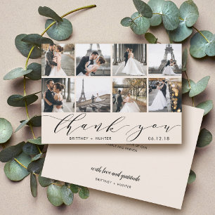 Kalligrafie-Script-FotoCollage von Weiß Dankeskarte