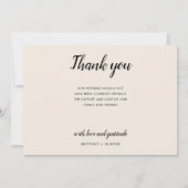 Kalligrafie-Script-FotoCollage von Weiß Dankeskarte (Rückseite)