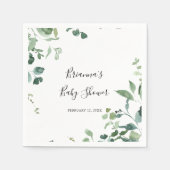 Kalligrafie Script Green Foliage Baby Shower Serviette (Vorderseite)