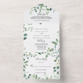 Kalligrafie Script Green Foliage Wedding All In One Einladung (Innen Boden)