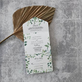 Kalligrafie Script Green Foliage Wedding All In One Einladung
