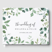 Kalligrafie Script Green Foliage Wedding Gästebuch (Vorderseite)