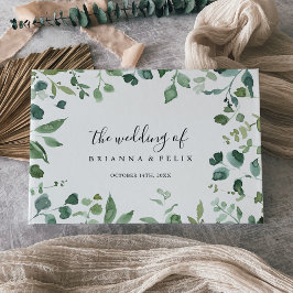 Kalligrafie Script Green Foliage Wedding Gästebuch