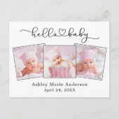 Kalligrafie Script Heart 3 Foto Hello Baby Postkarte (Vorderseite)