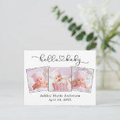 Kalligrafie Script Heart 3 Foto Hello Baby Postkarte (Stehend Vorderseite)