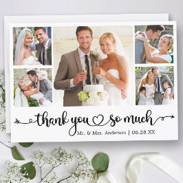 Kalligrafie Script Heart 5 Foto Wedding Dankeskarte