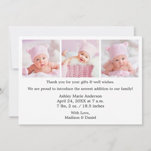 Kalligrafie Script Heart Hello Baby 4 Foto Ankündigung (Rückseite)