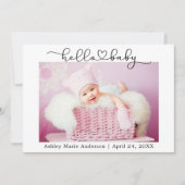 Kalligrafie Script Herz 4 Foto Hello Baby Ankündigung (Vorderseite)