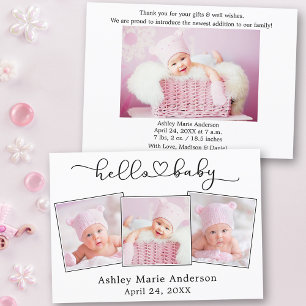 Kalligrafie Script Herz 4 Fotos Hello Baby Ankündigung