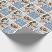 Kalligrafie Script Holiday 3 Foto Dusty Blue Geschenkpapier (Ecke)