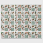 Kalligrafie Script Holiday 3 Foto Sage Green Geschenkpapier (Flach)