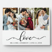 Kalligrafie Script Liebe 3 Foto Wedding Plaque Fotoplatte (Vorderseite)