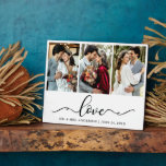Kalligrafie Script Liebe 3 Foto Wedding Plaque Fotoplatte<br><div class="desc">Moderne elegante Kalligrafie Script Liebe 3 Foto Wedding Plaque</div>