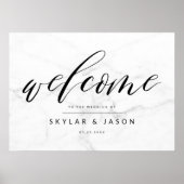 Kalligrafie Script Marble & Black Welcome Wedding Poster (Vorne)