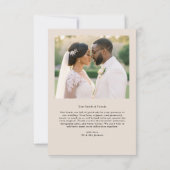 Kalligrafie-Script Moderne Foto-Hochzeit Dankeskarte (Rückseite)