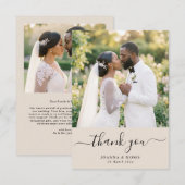 Kalligrafie-Script Moderne Foto-Hochzeit Dankeskarte (Vorne/Hinten)
