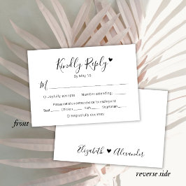 Kalligrafie Script Moderne Herz Wedding RSVP Card