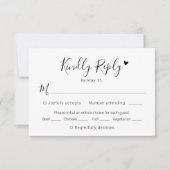 Kalligrafie Script Moderne Herz Wedding RSVP Card Karte (Vorderseite)