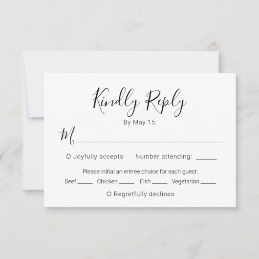 Kalligrafie Script Moderne Herz Wedding RSVP Card Karte (Vorderseite)