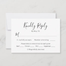 Kalligrafie Script Moderne Herz Wedding RSVP Card Karte