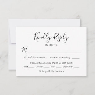 Kalligrafie Script Moderne Herz Wedding RSVP Card Karte