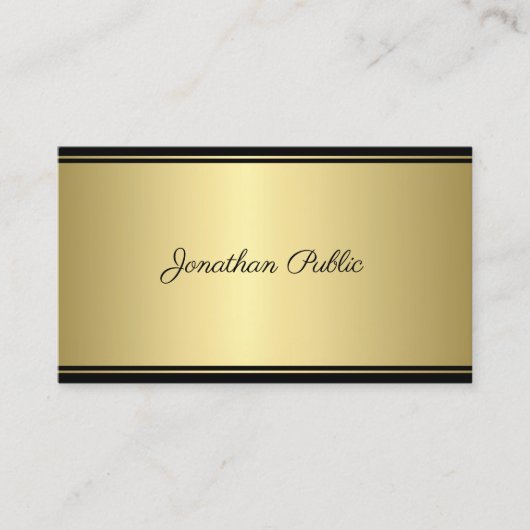 Kalligrafie Script Moderner Sleek Gold Glamour Sch Visitenkarte (Vorderseite)
