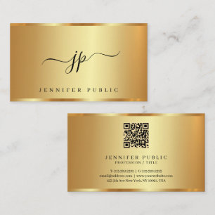 Kalligrafie Script Monogram Gold Premium Silber Visitenkarte