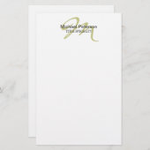 Kalligrafie Script Monogram Initial Modern Briefpapier (Vorne/Hinten)