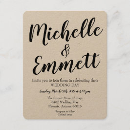 Kalligrafie Script Rustic Kraft Elegant Wedding Einladung