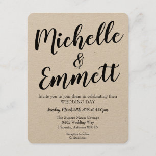 Kalligrafie Script Rustic Kraft Elegant Wedding Einladung