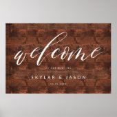 Kalligrafie Script Rustic Wood Welcome Wedding Poster (Vorne)