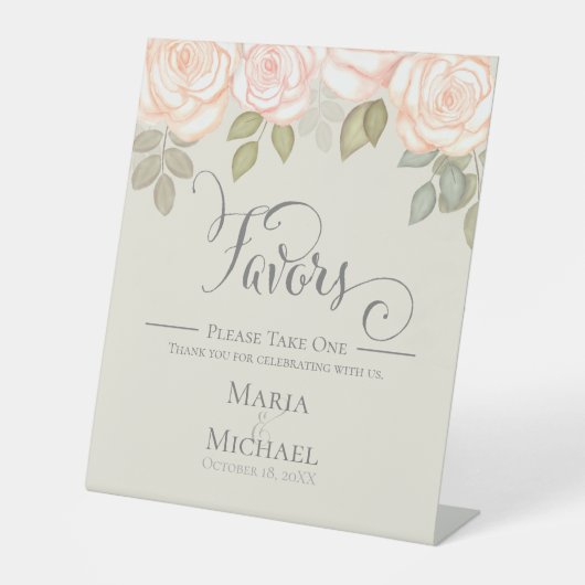 Kalligrafie Script Sage Green Blush Favoriten Sockelschild (Vorderseite)