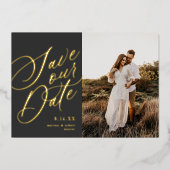 Kalligrafie Script Save the Date Foto Gold Foil I Folieneinladung (Vorderseite)