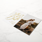 Kalligrafie Script Save the Date Foto Gold Folieneinladung (Gedreht)