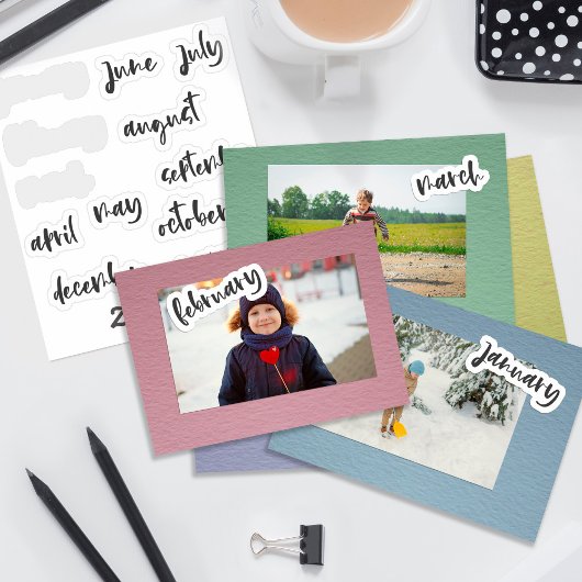 Kalligrafie Script Schwarze Monate des Jahres Aufkleber